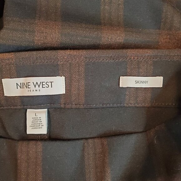NINE WEST SZ L Heidi Pull-on Skinny Leggings Ponte Pant Copper/Black Plaid - Picture 10 of 10
